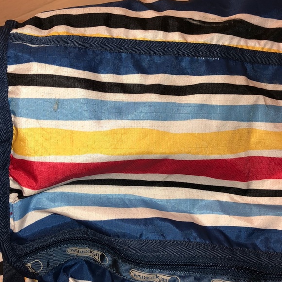 Lesportsac Bags Lesportsac Striped Rainbow Overnight Bag Poshmark